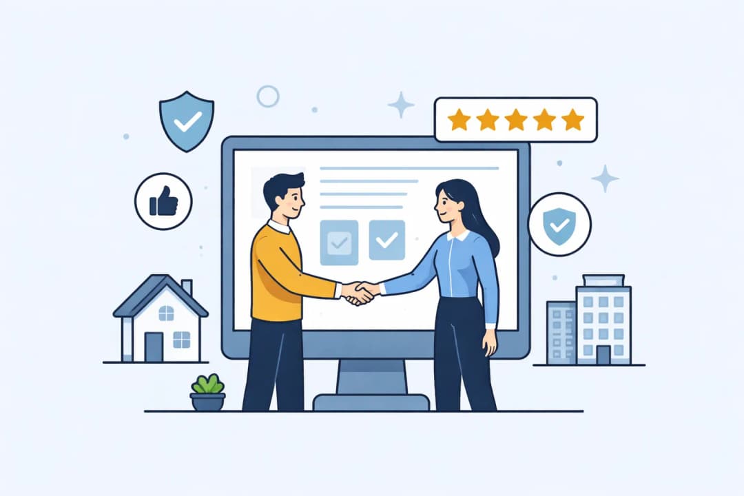 Verificación de confianza - dos personas cerrando un trato con garantías